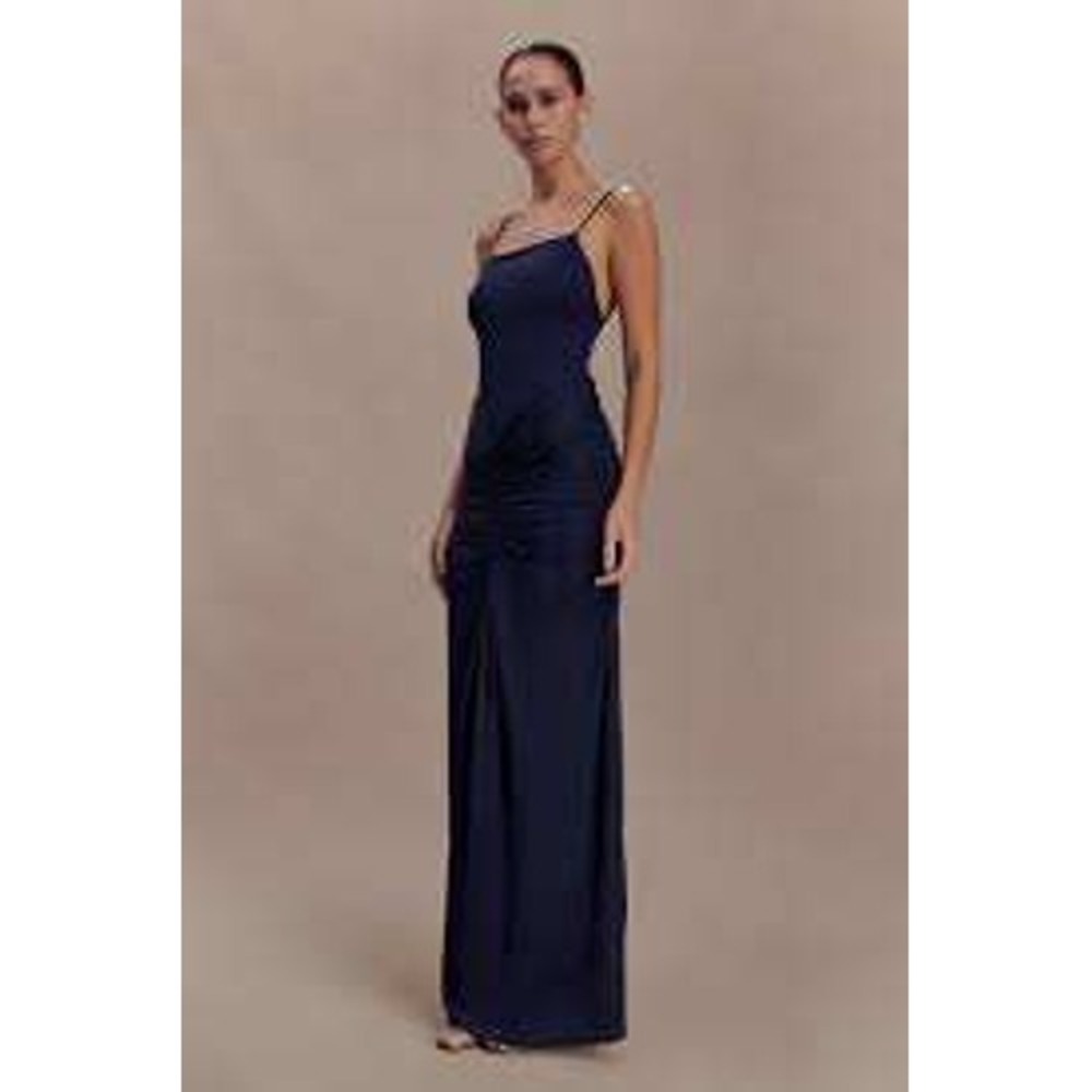 MESHKI Roisin Slinky Maxi Dress Navy Size XS New With Tags‎